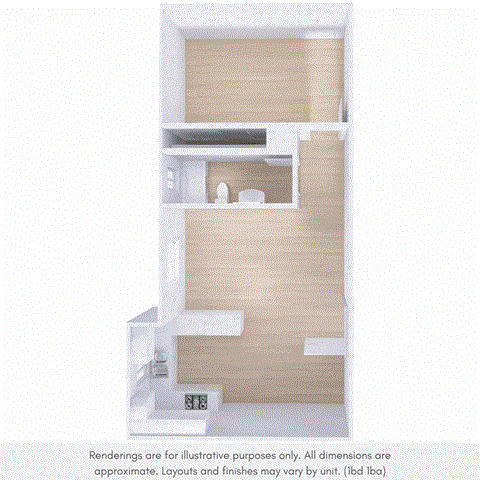 Floor plan for 1 bed, 1 bath, 850 sqft